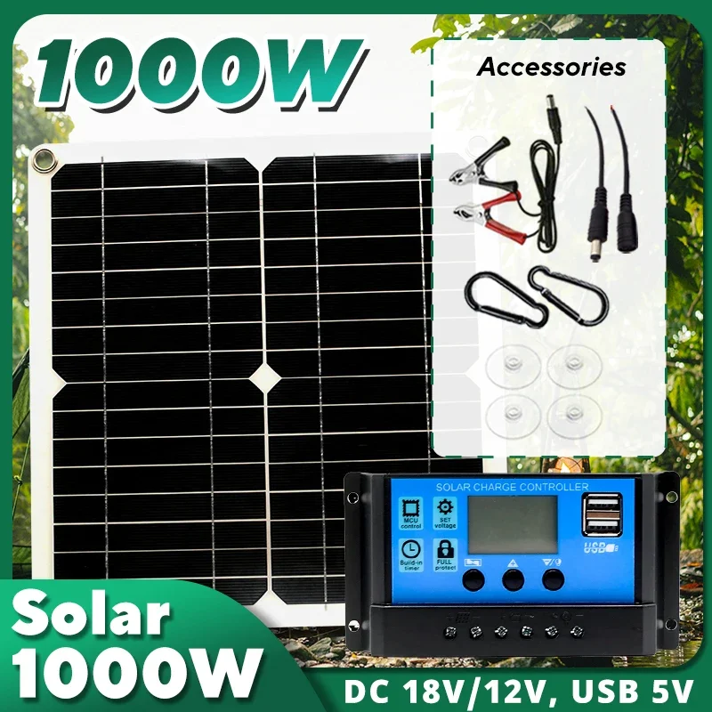 Solar Emergency Charger - Kit Pannello Solare 1000W, Controllore 12V