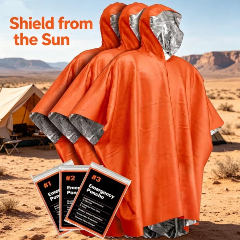 Emergency Poncho Rain - 1-5 Pezzi Poncho Multifunzionale di Sopravvivenza,