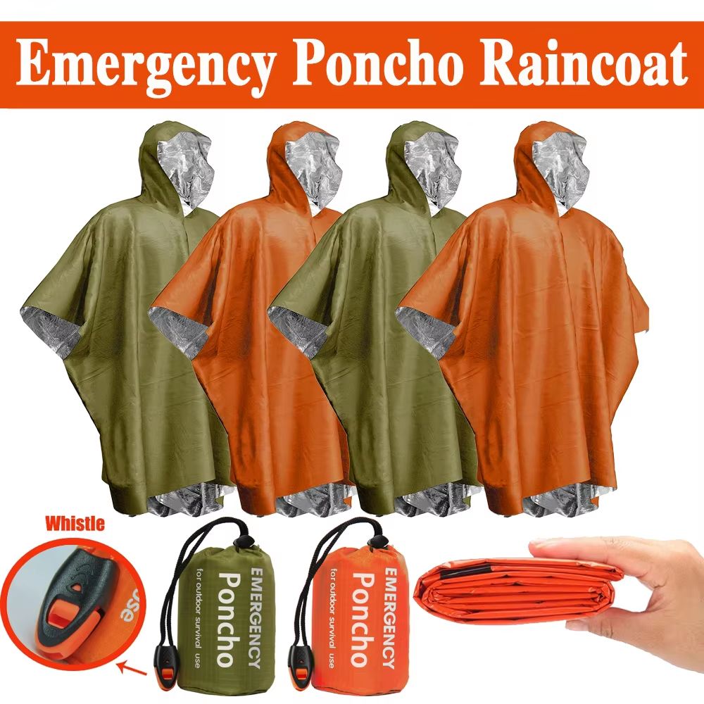 Emergency Poncho Rain - Poncho Impermeabile di Emergenza, Coperta Termica,