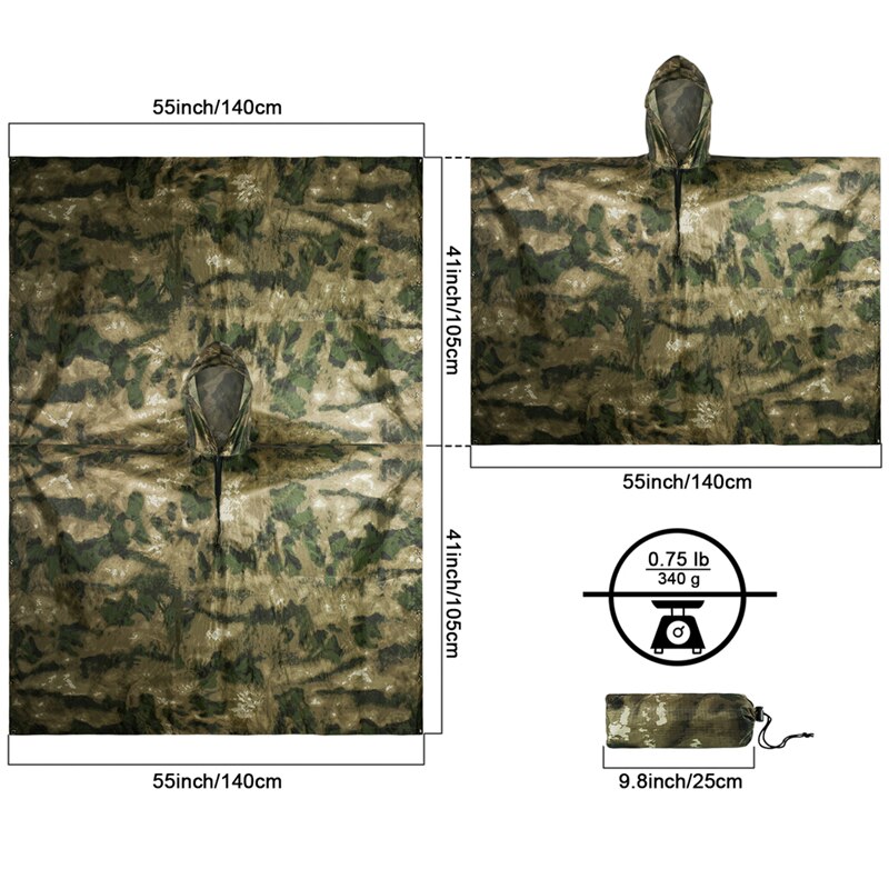 MENFLY ATFG Moss Camouflage gi - Emergency Poncho Rain recensione e prezzo