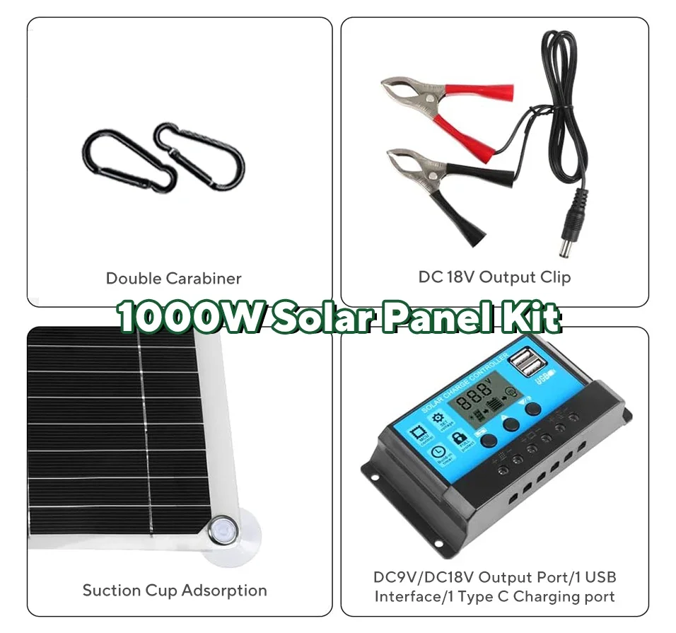 Kit Pannello Solare 1000W, Con - Solar Emergency Charger recensione e prezzo